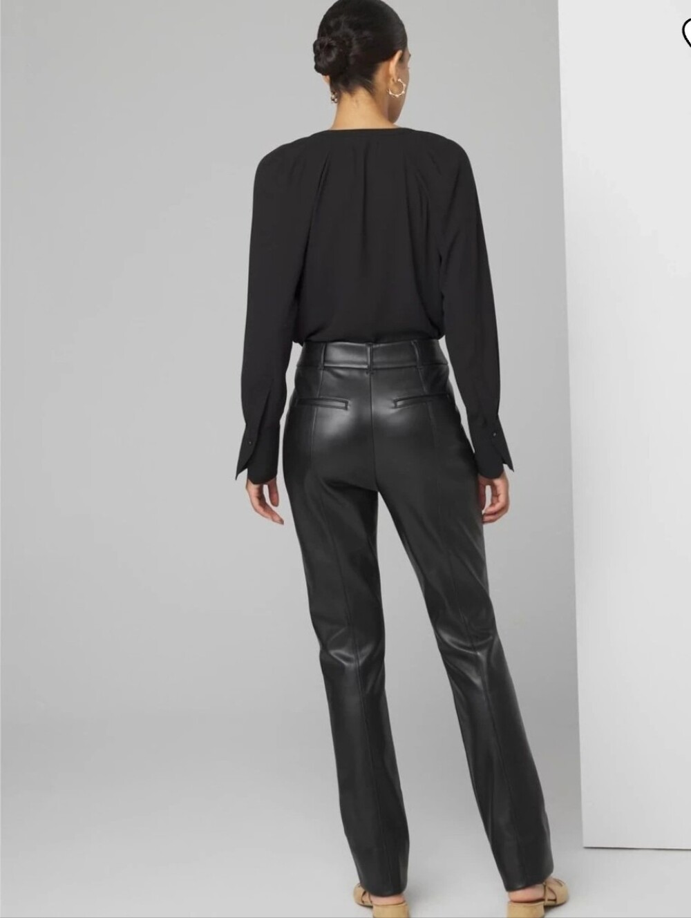 ❤️ NWOT! WHITE HOUSE BLACK MARKET HIGH RISE SLIM VEGAN LEATHER TROUSERS / PANTS - Picture 4 of 15